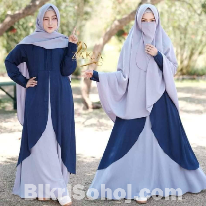 Dubai Cherry Borka with Hijab Nikab Set